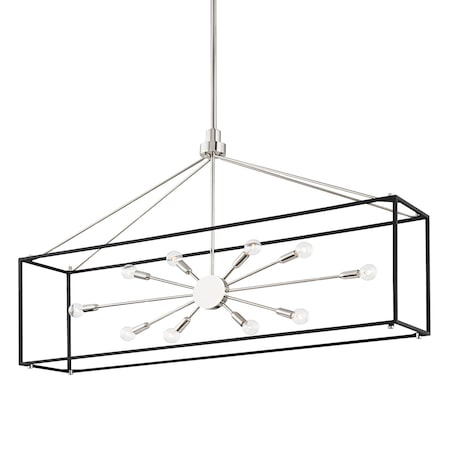 Hudson Valley Lighting Glendale 10 Light Linear 48 In. Polished Nickel/Black 8948-PN/BK