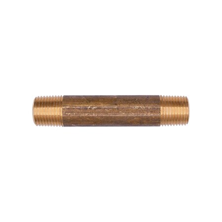 Auveco Brass Long Nipple 2in Length 1/8in Threads, 5PK 310