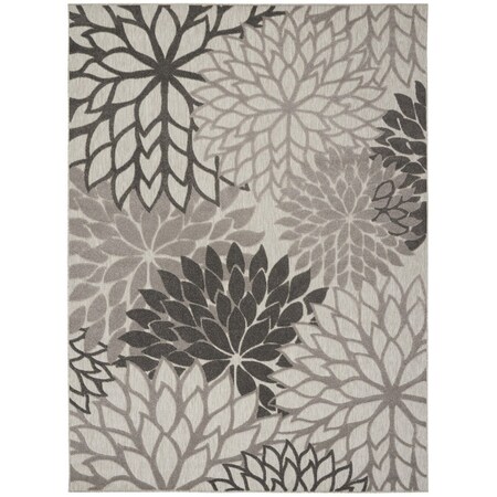 Homeroots 9' X 12' Gray And Silver Floral Indoor Outdoor Area Rug 564203