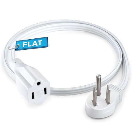 Maximm 2ft 16AWG 45 degrees Angled Flat Plug Extension Cord, 3-Prong, White ADW-36X-31F02-16W0