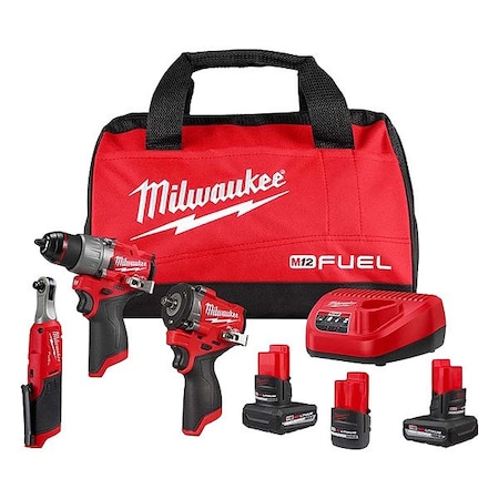 Milwaukee Tool M12 FUEL Combo Kit + M12 XC5.0 Battery 3424-23, 48-11-2450
