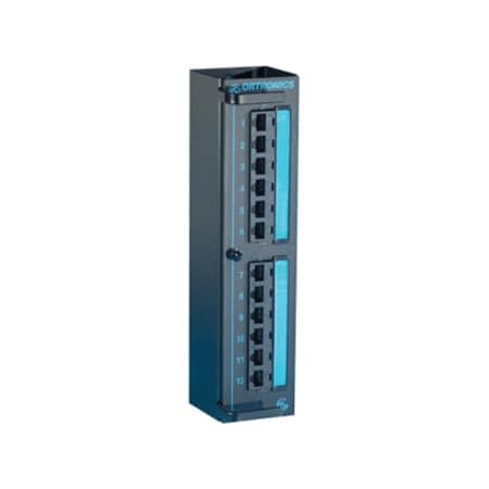 Ortronics 12-PORT PANEL 110-MOD 8W8P, T568A/B CAT6 CLARITY 6, 89D FOOTPRINT HINGED PMP612H