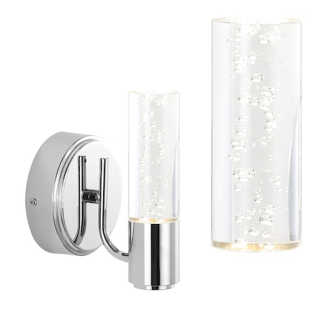 Jonathan Y Bolha 5.5 in. 1-Light Minimalist Modern Bubble Acrylic/Iron Integrated LED Vanity Light, Chrome JYL7222A