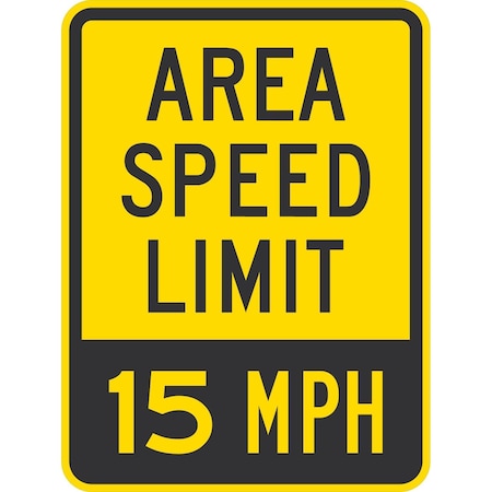 Lyle Area Speed Limit 15 Mph, 18x24, Non-Reflective, Yellow G-11271-NA_18x24