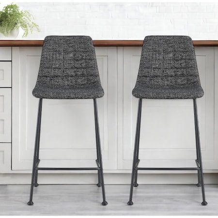 Homeroots Set of Two 26" Black Fabric and Steel Low Back Counter Height Bar Chairs 544692