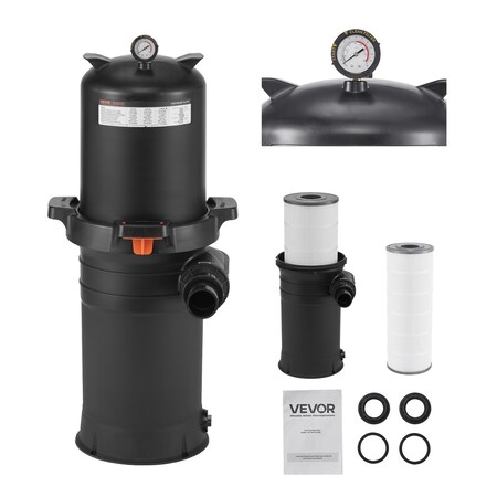 Vevor 200 sq.ft2 Cartridge Pool Filter Valve 9000 GPH Swimming Pool Filtration System GL720