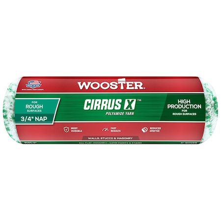 Wooster 9in x 3/4in Nap R185 Cirrus X Polyamide Roller Cover, For Rough Surfaces RR383