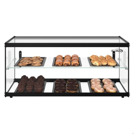 Koolmore 33 in. 2 Tiered Pastry Display Case With Shelf and Sliding Door, 3.2 cu. ft. Capacity, ETL Listed KM-DC-3CSBK