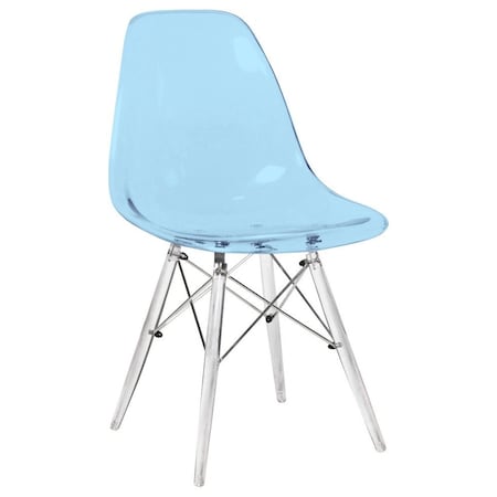 Leisuremod Dover Dining Side Chair with Acrylic Legs, Transparent Blue EPC19TBU