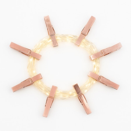 Elegani 36 LED Rose Gold Photo Clip String Lights - 13ft Decorative Picture Hanging Light for Wall, Dorm PH-600172