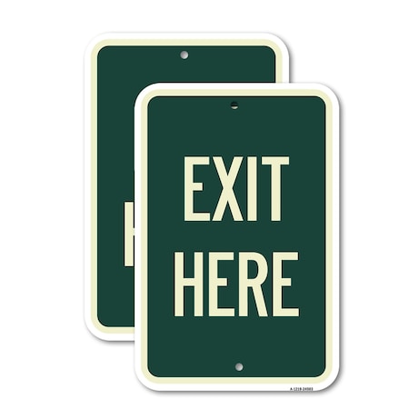 Signmission Exit Sign, Heavy Gauge Aluminum, 12 in W, 18 in H A-1218-2PACK-24503