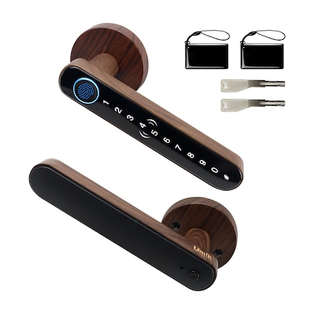 Wrightmaster 5-in-1 Aluminum Smart Handle Lock with App Control, Fingerprint, IC Card, Keypad, Key Unlock ZR-MWS