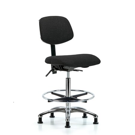 Blue Ridge Ergonomics High Bench Chair Chair, Fab, Hi Ben, Chr Tilt CF Glides, Blk, No Arms, 26" to 35-1/2" Height, Fabric BR-FHBCH-CR-T1-A0-CF-RG-F42