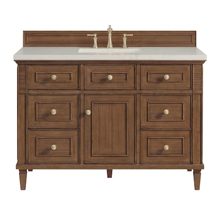 James Martin Vanities Lorelai 48" Sgl Vanity, Mid-Century Walnut, w/3 CM Siberian Silestone Top w/FreePower WirelessCharger 424-V48-WLT-FSFR