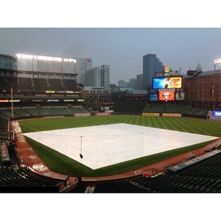 Tarps Now Baseball Tarp, 100' x 100', White, Silver, Poly BB-FT68WS-100