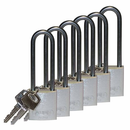 Brady Standard Key Retain Lockout Aluminum Padlock 3in Aluminum Shackle KA Silver 6PK 123319