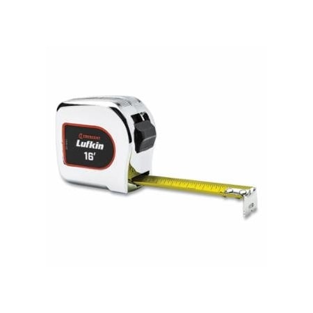 Crescent Lufkin LFK Chrome Power Tape, 16 ft x 1 in W, SAE, A29, Yellow Blade, Chrome Case, 6PK 182-L916-02