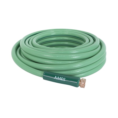 Ames 50 ft x 5/8-inch Medium Duty Water Hose, PVC Tube, Brass Coupling 4007800A