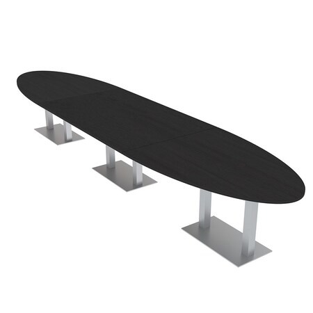 Skutchi Designs Oval Conference Table With Power Unit, 48 in W, 192 in L, Black HAR-OVL-48X192-DOU-U999ST19-NA