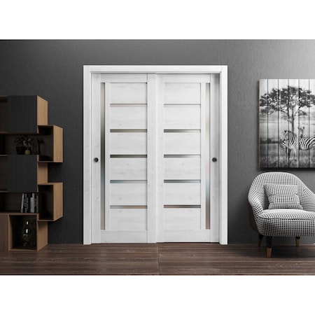 Sartodoors Sliding Closet Bypass Doors White Solid Core Modern Interior QUADRO4088DBD-NOR-36