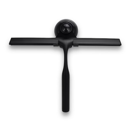 Fab Glass And Mirror Matte Black Shower Squeegee for Glass Doors with Adhesive Hooks, Squeegee for Shower Glass, Cle SQGE-MB