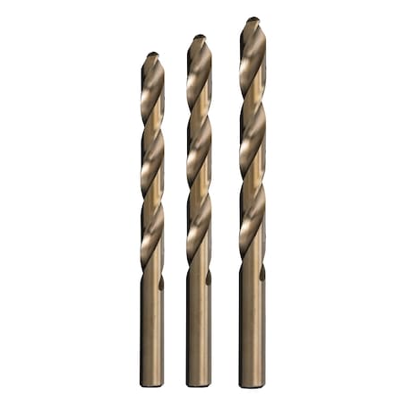 Drill America 1/8"-1/4" 3Pc. Cobalt Heavy Duty Jobber Length Drill Bit Sample Set POUDWDCO3
