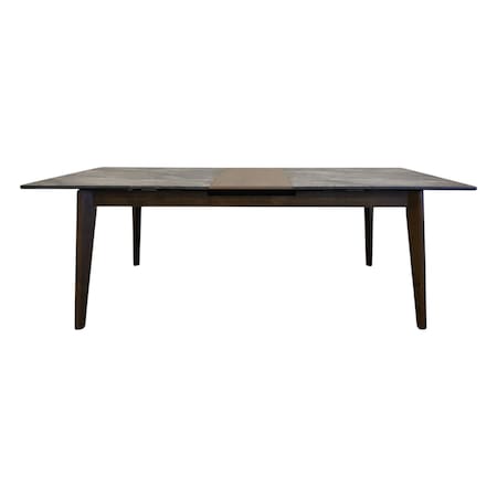 Homeroots 86" Gray and Walnut Wood Self-Storing Leaf Extendable Dining Table 716296