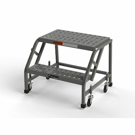 Ega Products 20" H Industrial Rolling Ladder (Square Tube), 2 Steps, 450 lb. Load Capacity L019