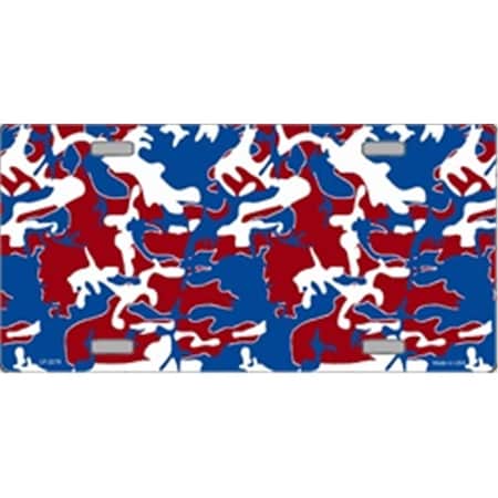 Powerhouse Red White and Blue Camo Camoflage Flat Automotive License Plates Blanks for Customizing PO515093