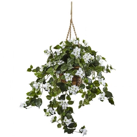 Dare2Decor Bougainvillea Hanging Basket - White DA420815