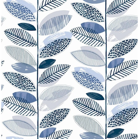 Brewster Nyssa Blue Leaves Wallpaper 2904-25682