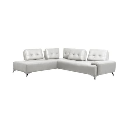 Homeroots White Leather L Shaped Two Piece Seating Component 523997