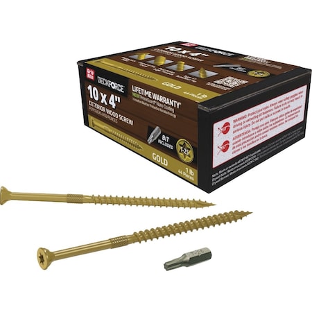 Grip-Rite DeckForce PrimeGuard Nano No, 10 x 4'' Star Drive Gold Screw, 1 Lb. GRDF4STGD1