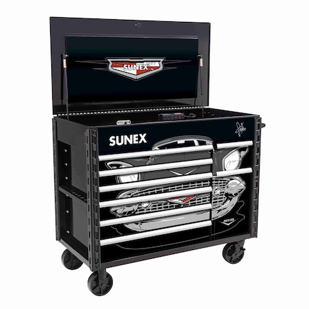 Sunex Tony Squindo “57 Chevy in Juic’D Box 50 in 7 Drawer Powered Cart - Black 8065PCBK57