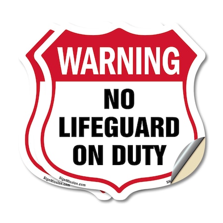 Signmission Pool Safety Shield Sign Warning No Lifeg, 18 inch X 18 inch, Vinyl Decal, 2PK SHI-D-2PACK-18-431
