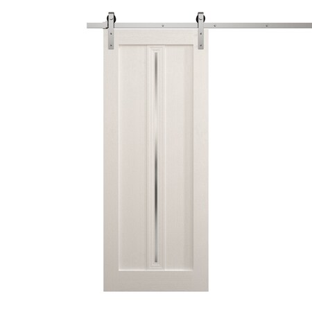 Sartodoors Modern Barn Door 24 x 84 inches, Ego 5014 Painted White Oak, 6.6FT Silver Rail Track Heavy Hardwar EGO5014BD-S-PWO-2484