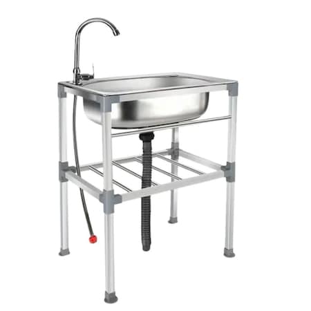 Wrightmaster 18.9 in. x 13.8 in. Freestanding Stainless Steel 1-Compartment Commercial Kitchen Sink with Faucet ZOR-sink-48