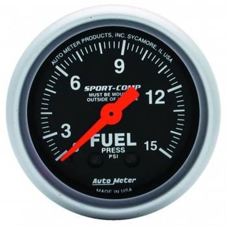 Auto Meter 3311 2.06 in. Mini Sport-Comp Fuel Pressure Gauge - 0-15 PSI ATM3311