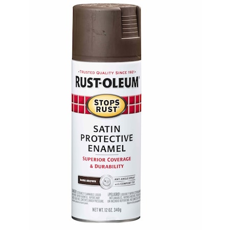 Rust-Oleum Spray Paint, Dark Brown, Satin, Solvent, 12 oz. 241239