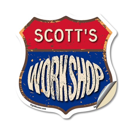 Signmission Scott's Workshop, 12 Inch X 12 Inch, Vinyl Decal SHI-D-12-489-SCOTT