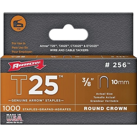 Arrow Lock Staple, 5/16 in W Crown, 3/8 in L Leg, Steel, 5PK 256