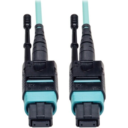 Eaton Tripp Lite Series MTP/MPO Patch Cable, 12 Fiber, 40GbE, 40GBASE-SR4, OM3 Plenum-Rated - Aqua, 5M N844-05M-12-P