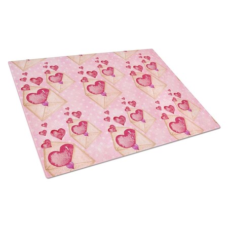 Carolines Treasures Watercolor Pink Love Letter Glass Cutting Board, Large BB7568LCB