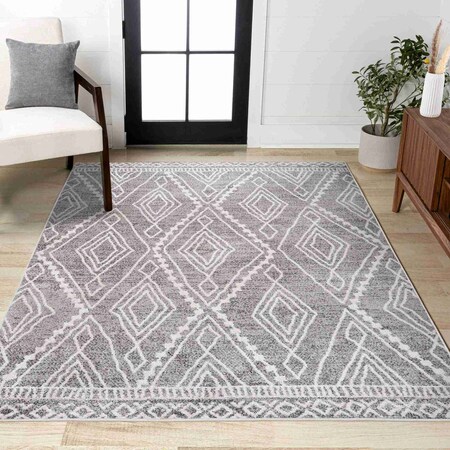 Jonathan Y Rih Moroccan Style Diamond Gray/Ivory 3 ft. x 5 ft. Area Rug MOH306B-3