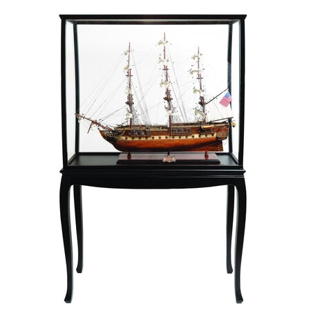 Homeroots 69" Solid Wood Hand Painted 1797 USS Constitution Large Floor Display Case Model Boat 401839