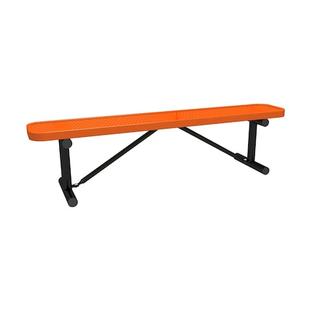 Leisure Craft 6' Standard Bench With No Back, Perforated Metal, Portable, Orange B6XPP-PERF-ORANGE