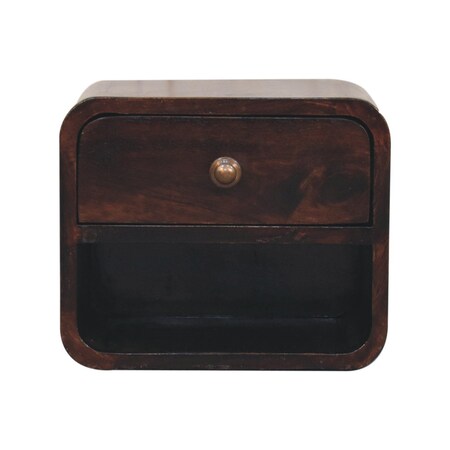 Homeroots 10" Dark Brown Solid Wood Square One Drawer Nightstand 651739