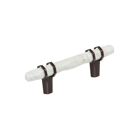 Amerock Carrione 3 inch 76mm Center-to-Center Marble White/Oil-Rubbed Bronze Cabinet Pull BP36639MWORB