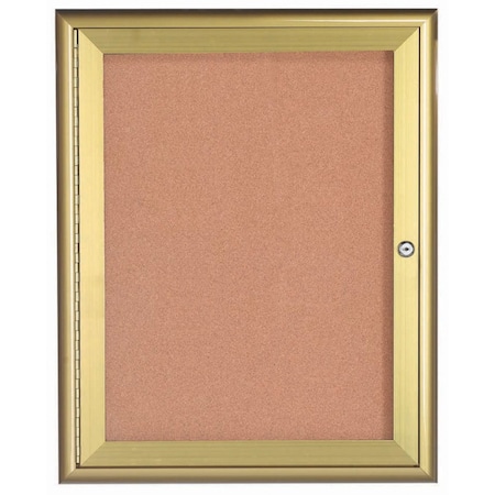 Aarco Enclosed Bulletin Board w/ Al Waterfall Style Frame, Gold, 36''Hx30''W WFC3630G
