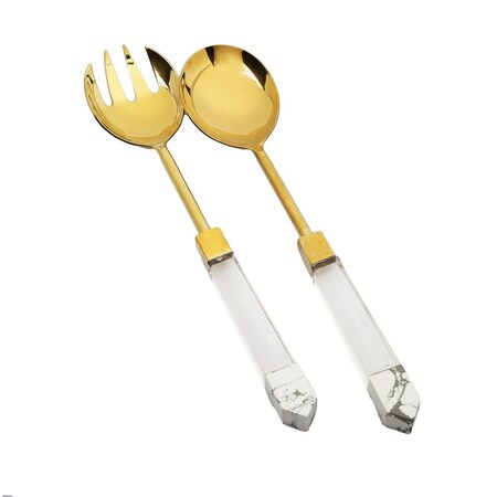Classic Touch Decor Classic Touch  Shiny Gold Salad Servers, Set of 2 SS1026